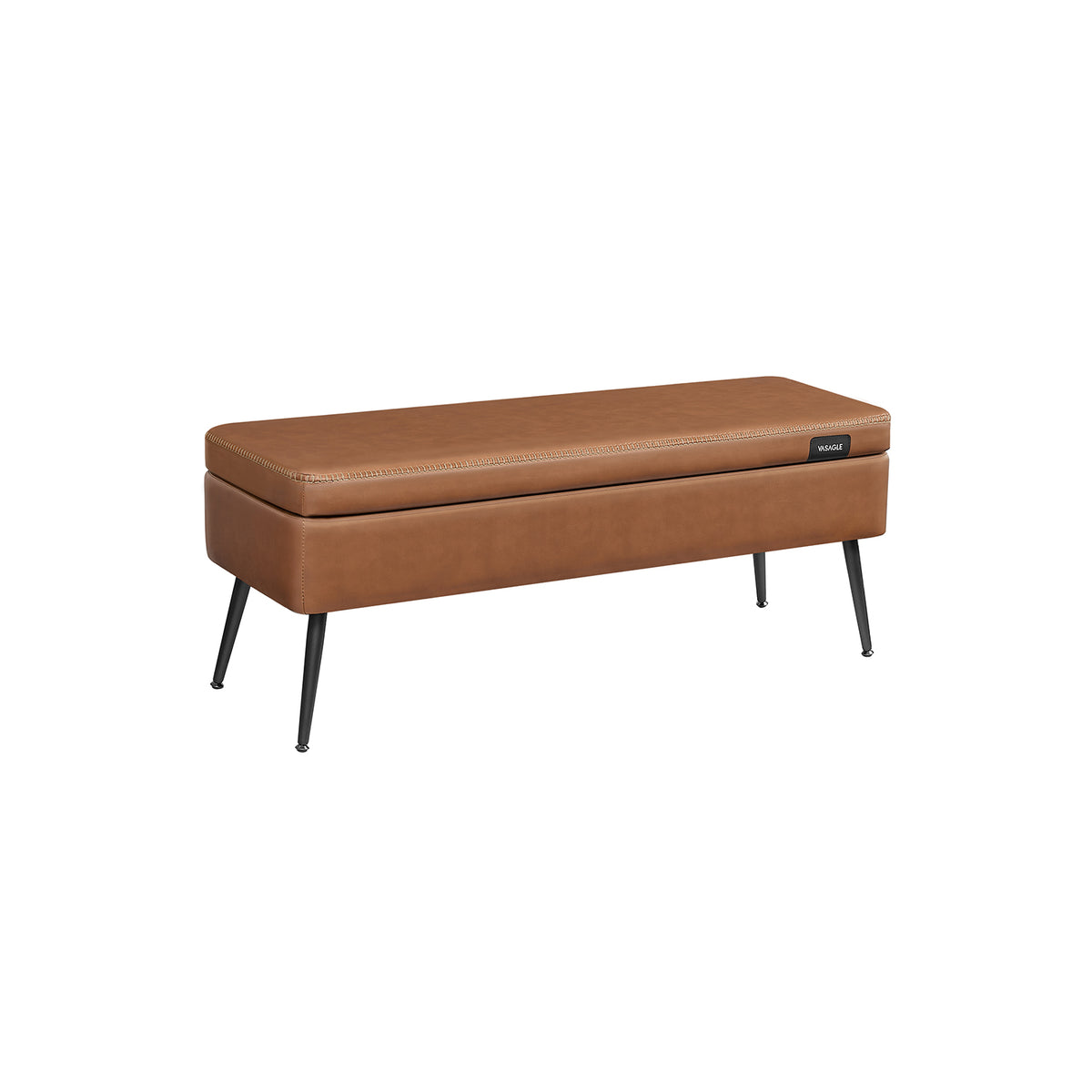 VASAGLE EKHO Collection - Storage Ottoman, Vanity Chair Stool, Synthetic  Leather with Stitching, Mid-Century Modern, Round Storage Seat with Steel