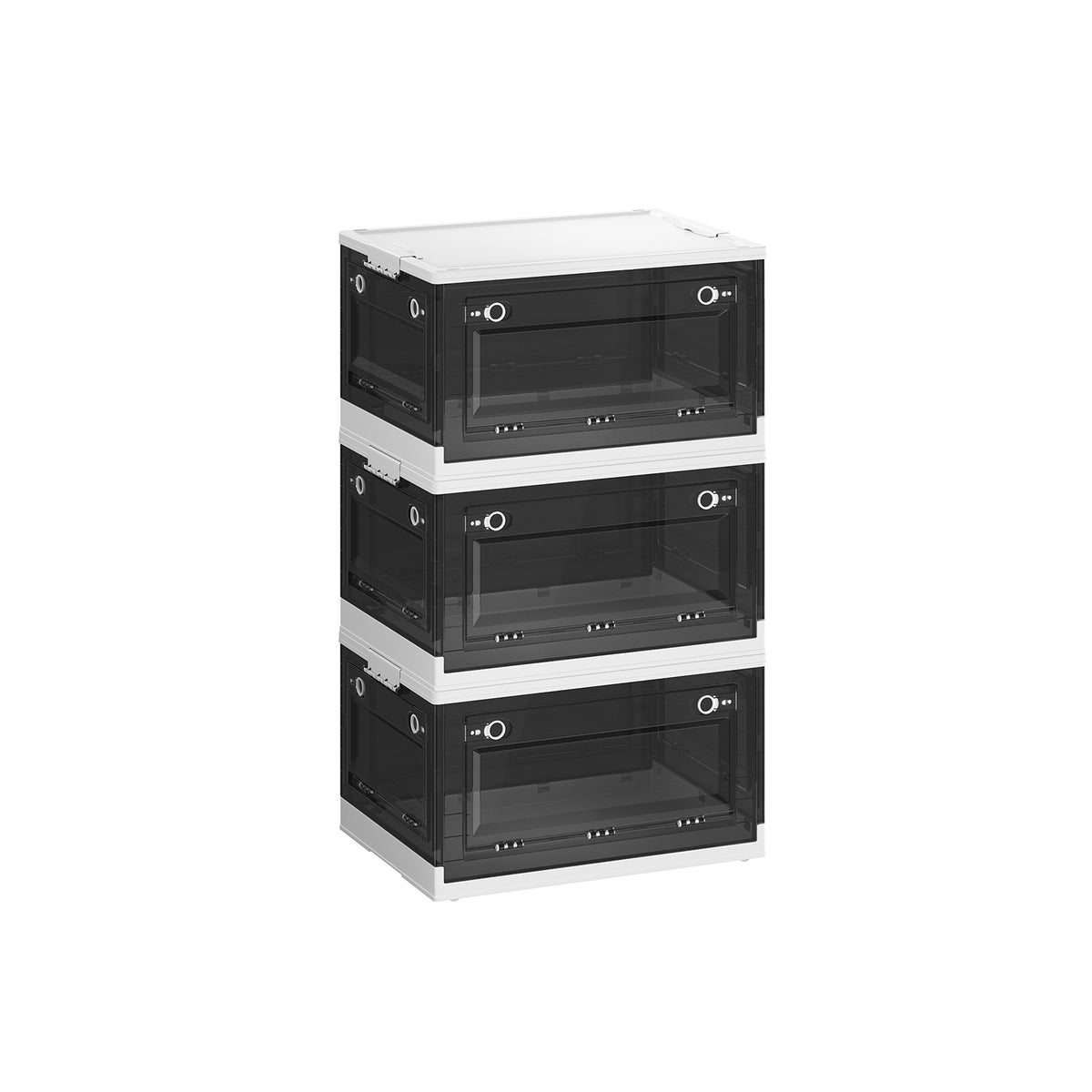  SONGMICS Storage Bins with Lids, Set of 4 Dorm Storage Bins,  Collapsible Cubes with Magnetic Closures, a Semi-Open Front, Lid Can Stay  Open after Stacked up, Gray URLB22GY