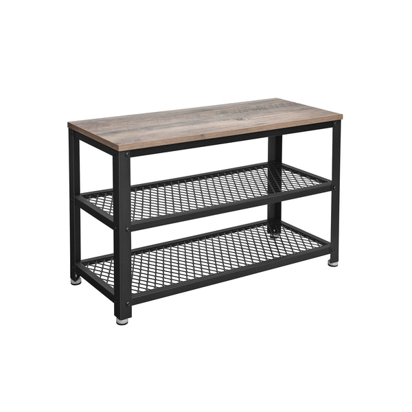 3 Tiers Storage Shoe Bench Organizer Home Furniture VASAGLE by SONGMICS