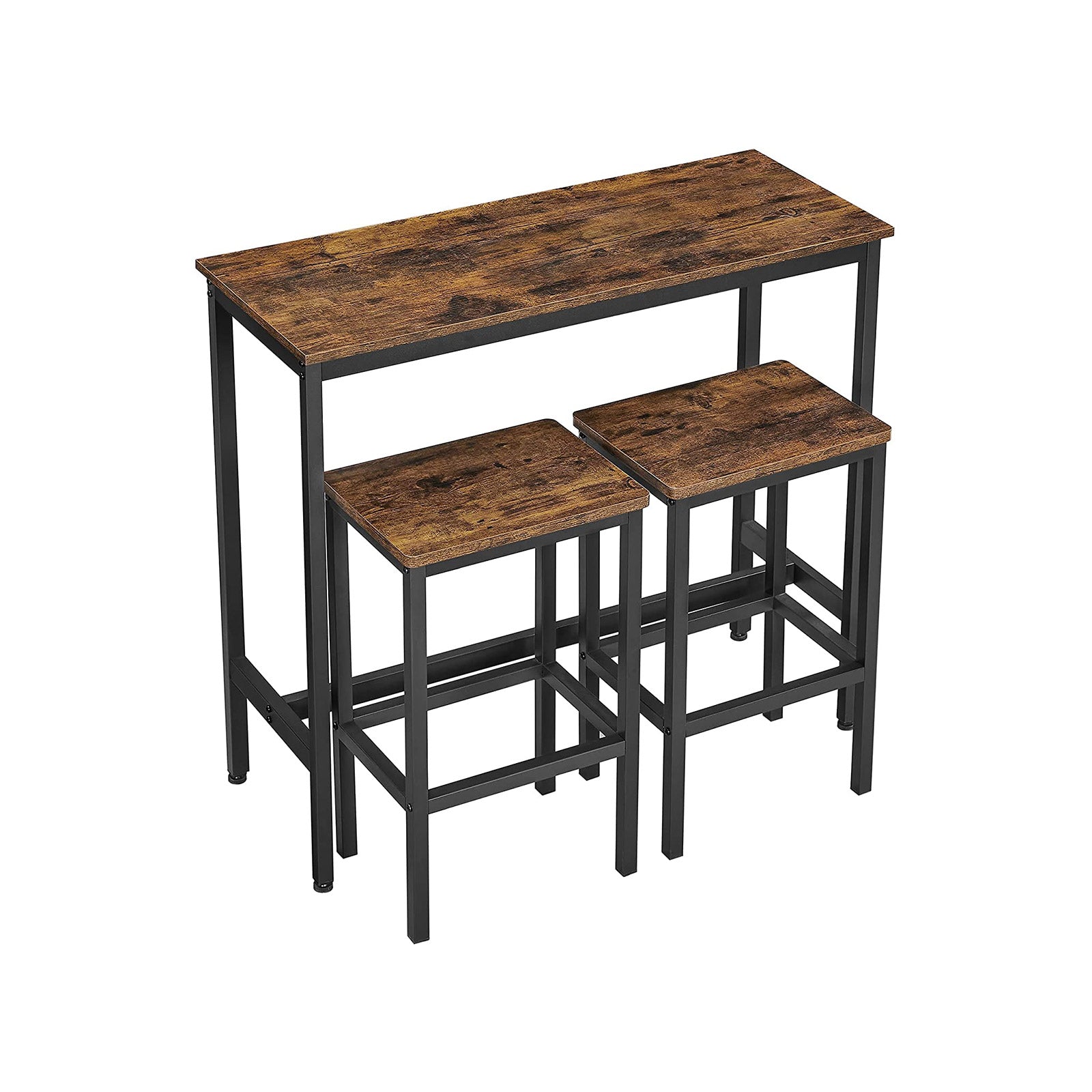 VASAGLE Industrial Brown Bar Table with 2 Stools | SONGMICS HOME