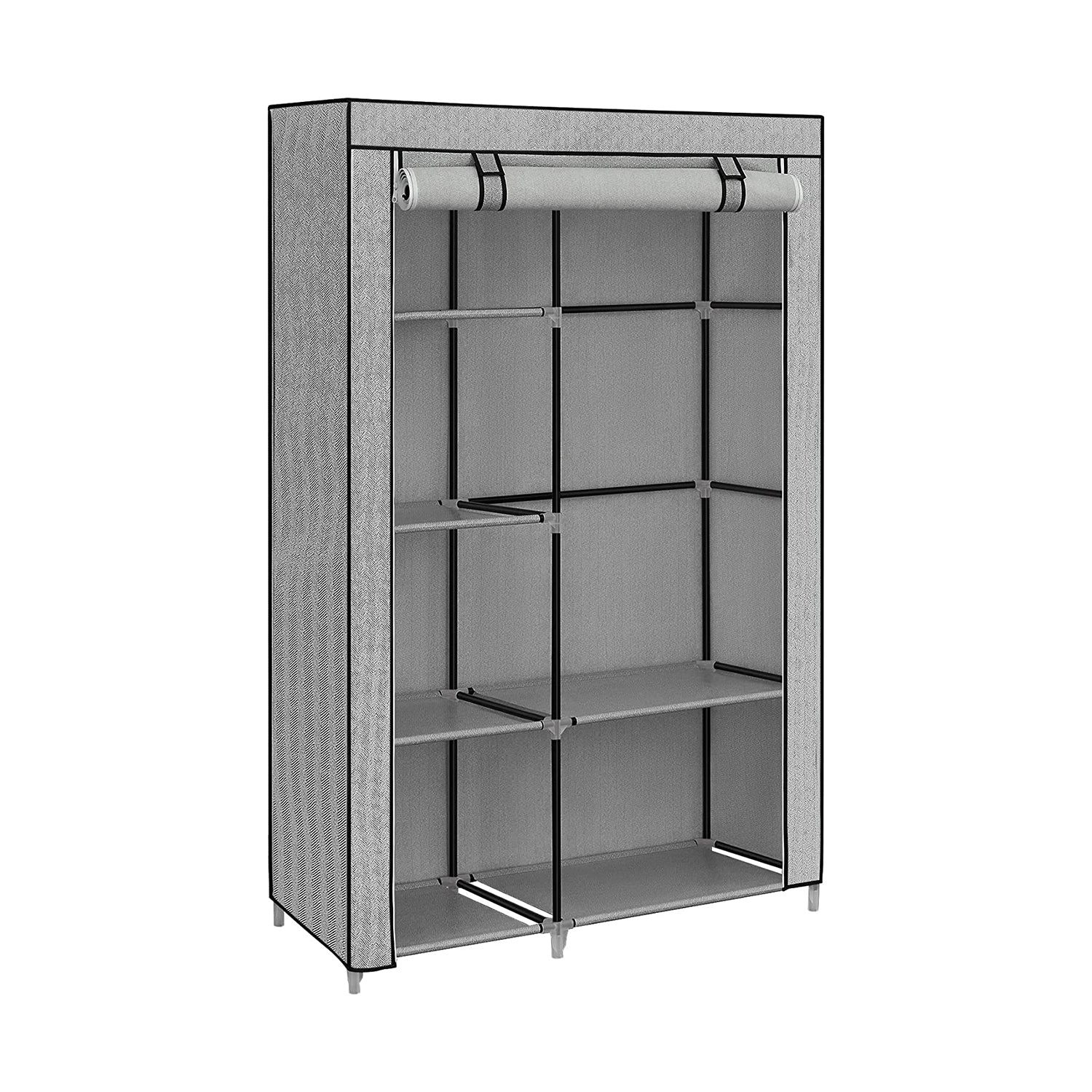 Great Choice Products 69 Portable Storage Organizer Clothes Wardrobe Closet w/ Metal Shelves Gray US
